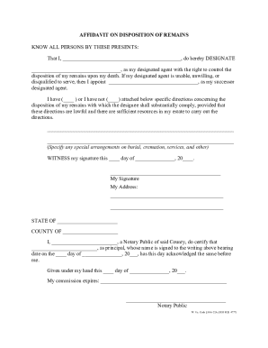 Affidavit on Disposition of Remains
