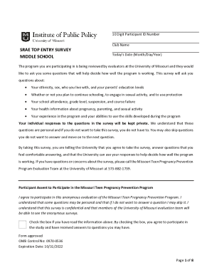 Missouri Teen Pregnancy Prevention Program Survey
