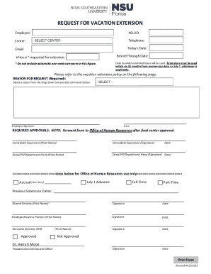 Vacation Extension Request Form
