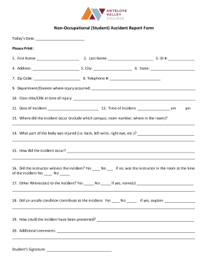 Student Accident Report Form