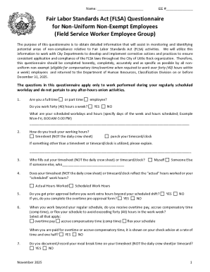 Fair Labor Standards Act Questionnaire