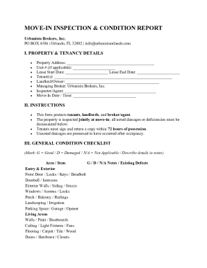 Florida Move-In Inspection and Condition Report