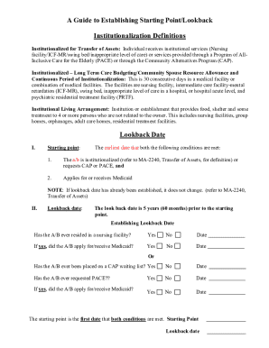 Medicaid Institutionalization Lookback Guide