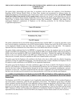 IATSE National Benefit Funds Side Letter