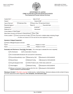Post-Assessment Forensic Interview Summary
