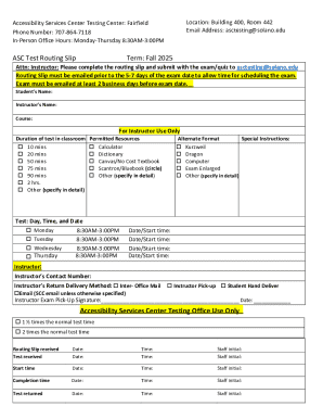 ASC Test Routing Slip