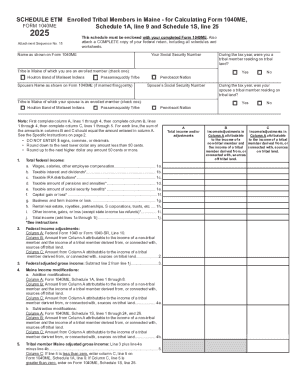 Maine Enrolled Tribal Members Schedule ETM