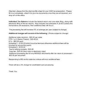 2024 Client Profile Sheet for Tax Preparation