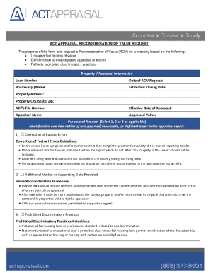 ACT Appraisal Reconsideration of Value Request