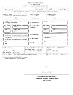 Government of Guam Notification of Personnel Action