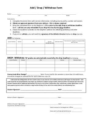 Add Drop Withdraw Form