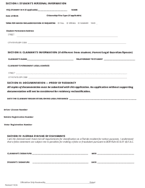 Florida Residency Reclassification Declaration