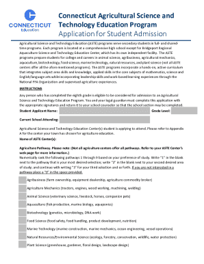 Connecticut Agricultural Science and Technology Education Program Application