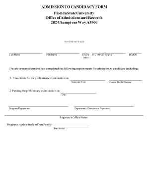 Admission to Candidacy Form