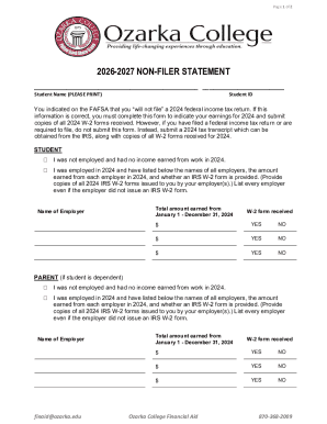 2026-2027 Non-Filer Statement
