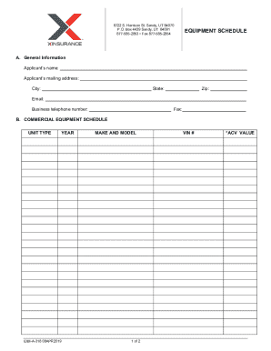 Commercial Equipment Insurance Application