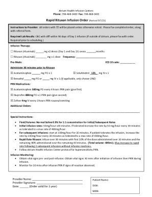 Rapid Infusion Order Form