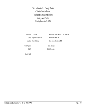 Lee County Florida Arraignment Docket