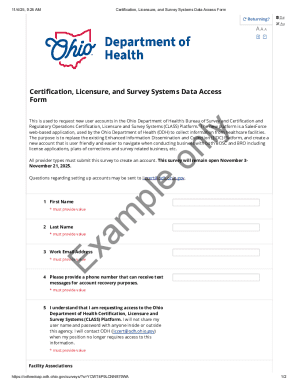 Ohio CLASS Platform Data Access Form