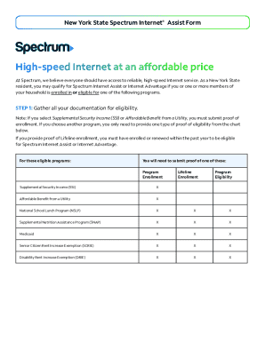 New York State Spectrum Internet Assist Application
