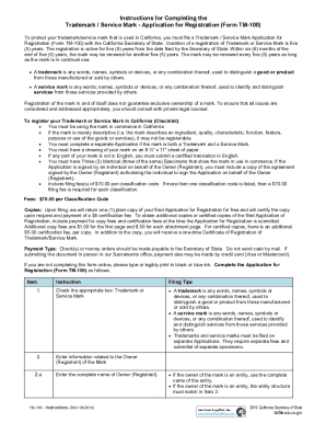 Trademark Service Mark Application for Registration (Form TM-100)