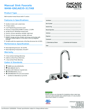 Wall-Mounted Manual Faucet Specification Form