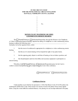 Motion to Set Telephonic or Video Conferencing Remote Hearing
