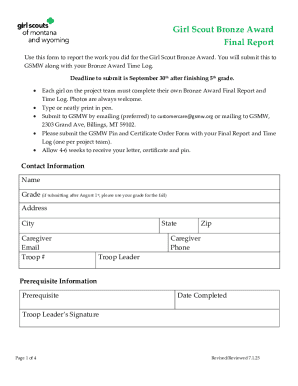 Girl Scout Bronze Award Final Report