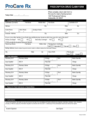 Prescription Drug Claim Form