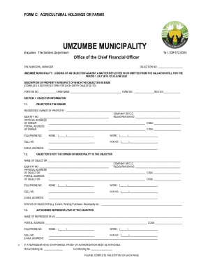Agricultural Property Valuation Objection Form