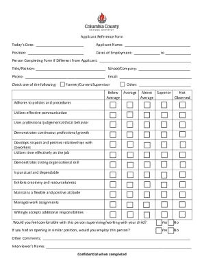 Applicant Reference Form