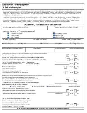 California Employment Application Form