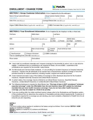 Metropolitan Life Insurance Enrollment Form