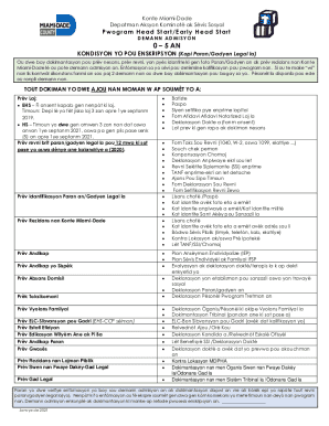 Miami-Dade Head Start Admission Form
