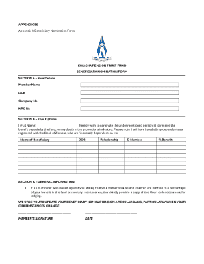 Kwacha Pension Trust Fund Beneficiary Nomination Form