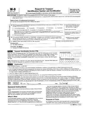 Form W-9 Request for Taxpayer Identification Number and Certification