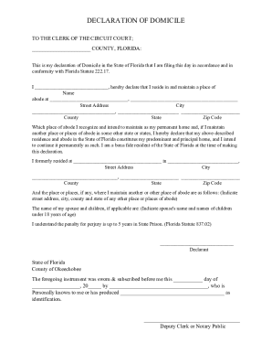 Florida Declaration of Domicile