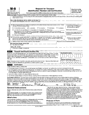 IRS Form W-9 Request for Taxpayer Identification Number and Certification