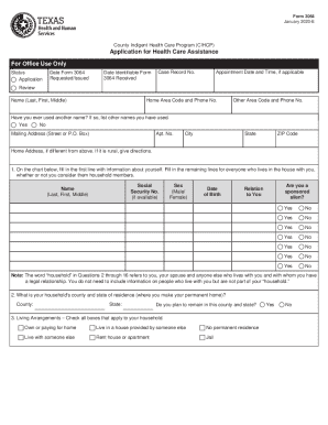 Texas Form 3064 Health Care Assistance Application