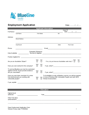 Open Employment Application Form
