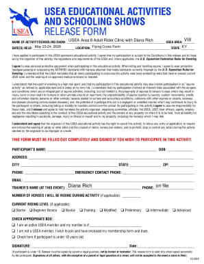 USEA Educational Activity Release Form