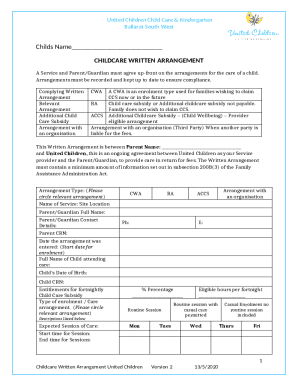 Childcare Written Arrangement