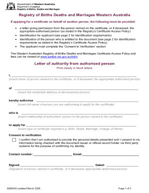 Western Australia Birth Death Marriage Certificate Application