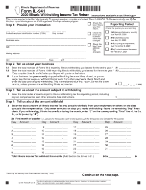 Illinois Withholding Income Tax Return Form IL-941