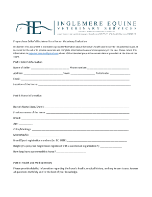 Prepurchase Seller's Disclaimer for a Horse