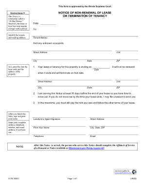 Illinois 30-Day Notice of Non-Renewal of Lease