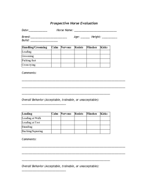 Horse Evaluation Form
