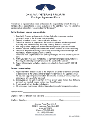 Ohio AAA7 Veterans Program Employer Agreement