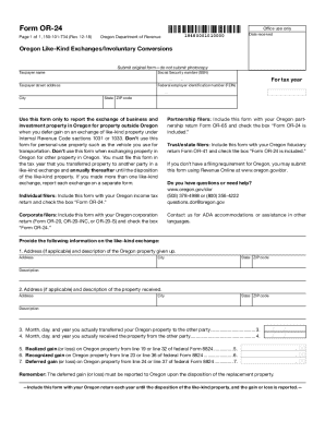 Oregon Like-Kind Exchanges Form OR-24