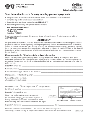 Blue Medicare Supplement Authorization Agreement